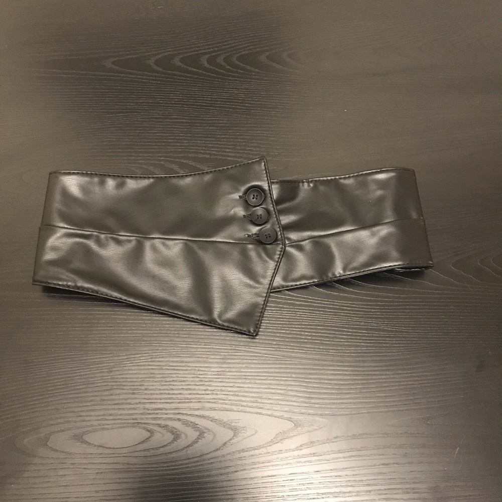 Black Faux Leather Corset Belt